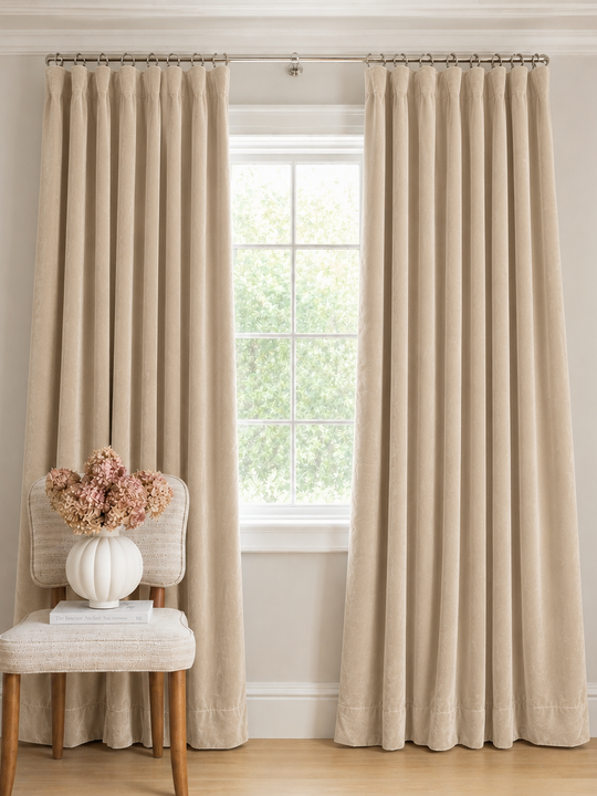 Beige Velvet Premium Curtains